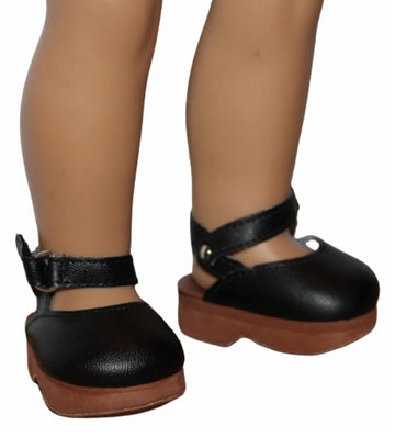 Black Leather Platform Clogs