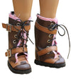 Brown & Pink Leather Boots