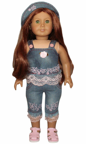 Denim & Pink Lace Top & Capris