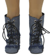 Frayed Blue Denim Boots