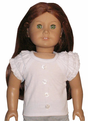 White Ruffled Sleeve Tee