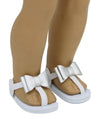 Silver Bow on White Sandals