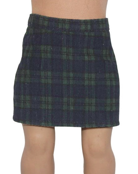 Black Navy & Green Plaid Skirt