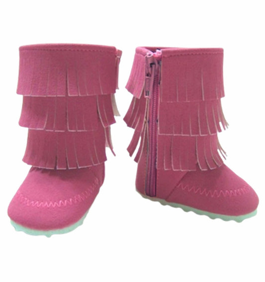 Pink Fringed Boots