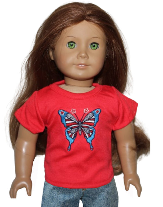 Red Tee w/ Patriotic Butterfly