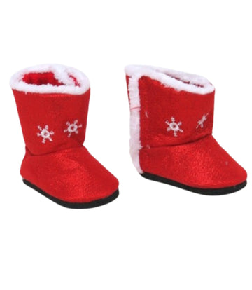 Red Snowflake Boots w/ White Fur
