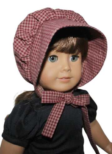Burgundy Plaid Prairie Bonnet