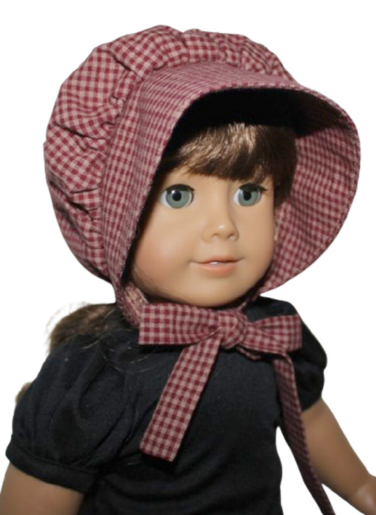 Burgundy Plaid Prairie Bonnet