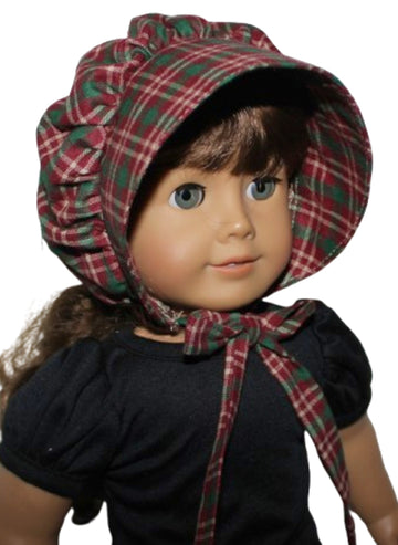 Burgundy/Green Plaid Prairie Bonnet