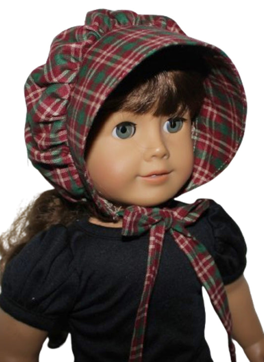 Burgundy/Green Plaid Prairie Bonnet