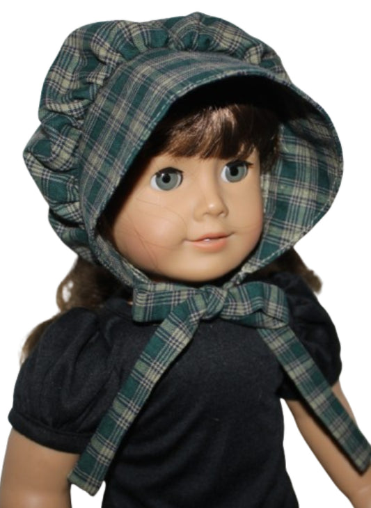 Green/Taupe Plaid Prairie Bonnet