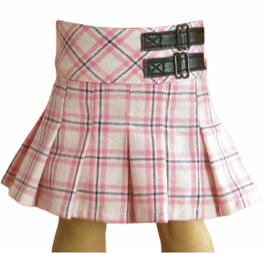 Pink Plaid Skirt w/Buckles