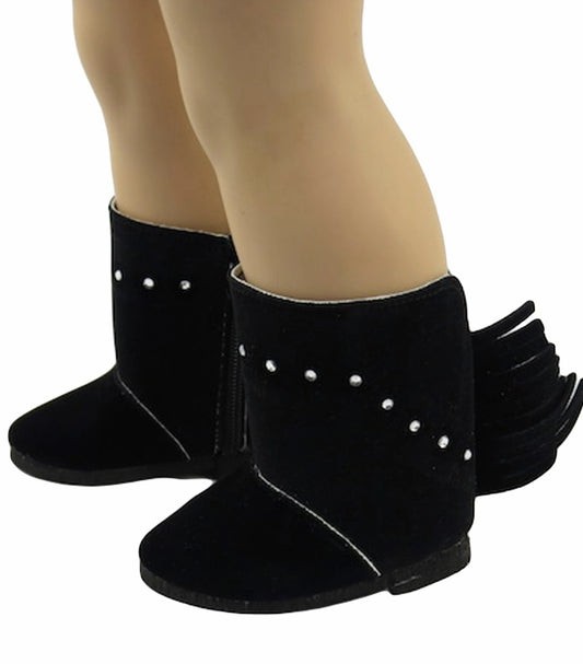 Black Fringed Boots