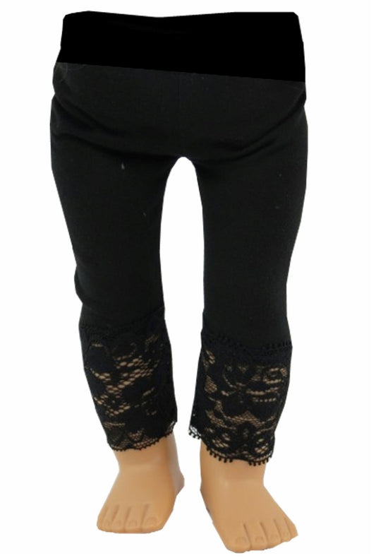 Black Leggings w/ Lace Hem