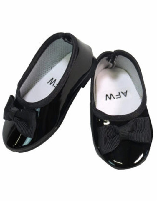 Black Patent Leather Flats w/ Bows