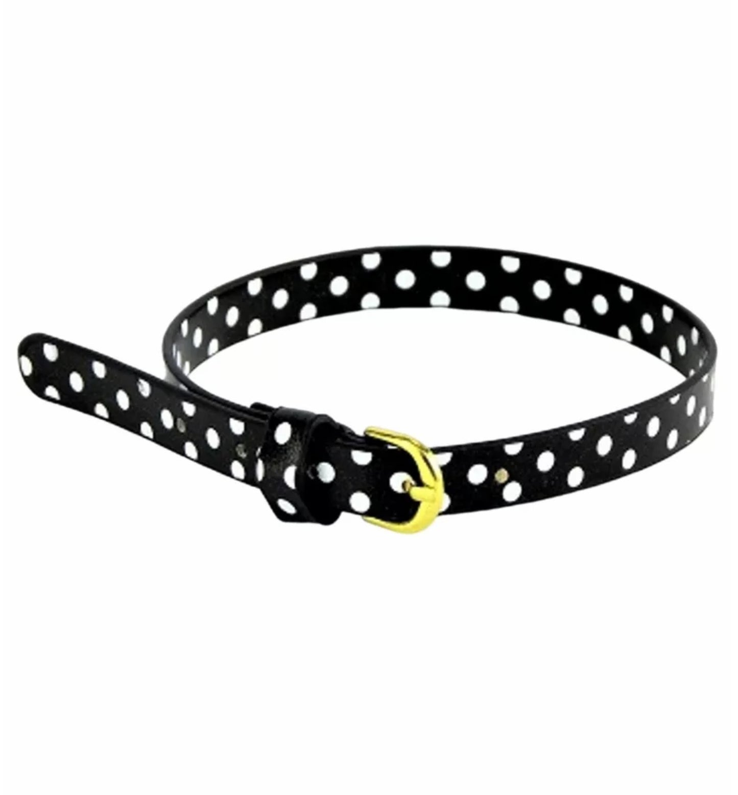 White Polka Dot on Black Belt