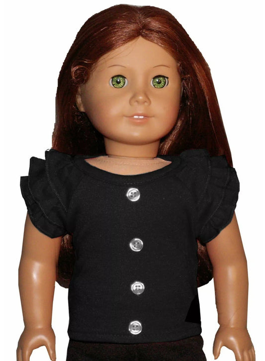 Black Ruffled Sleeve Tee