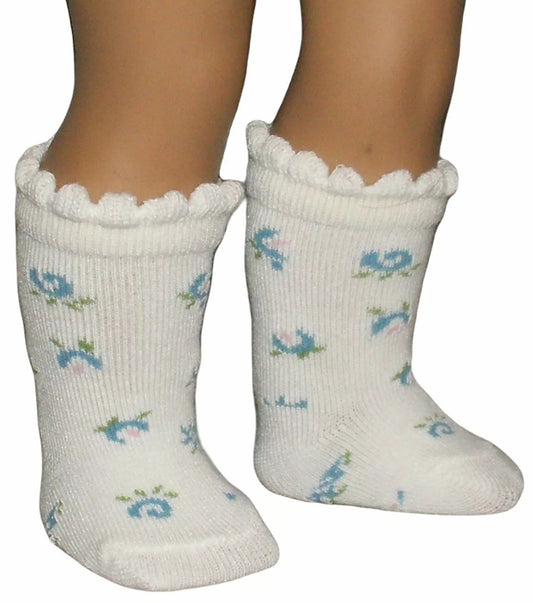 Blue Floral Knee-High Socks