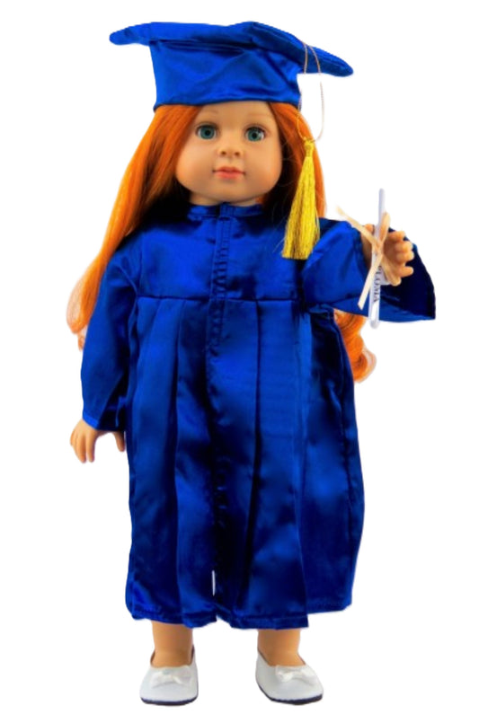 Blue Graduation Cap & Gown