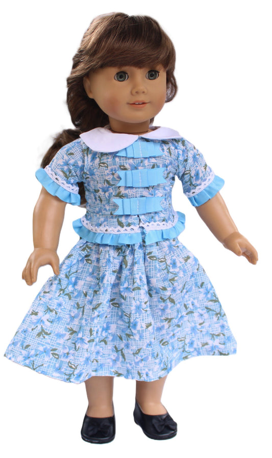 Marie Grace Blue Floral Skirt Set