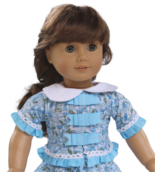 Marie Grace Blue Floral Skirt Set