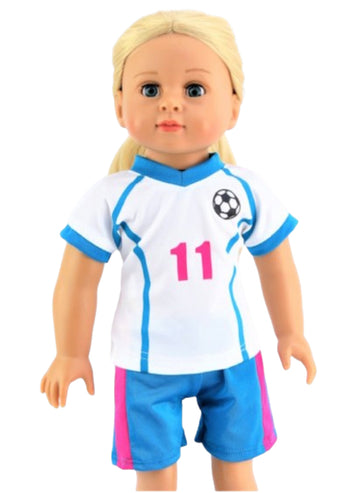 Pink & Blue Soccer Jersey & Shorts