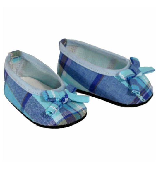 Blue Plaid Flats w/Bows