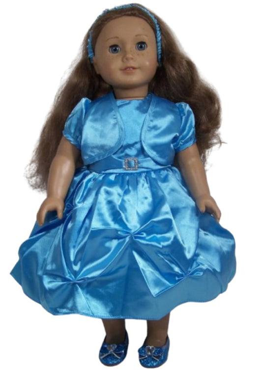 Blue Satin Dress & Jacket