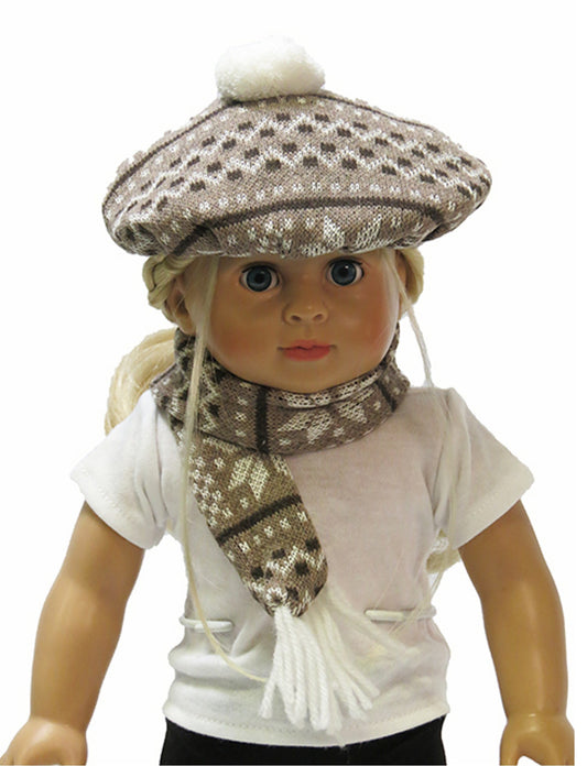 Taupe Brown Hat & Scarf