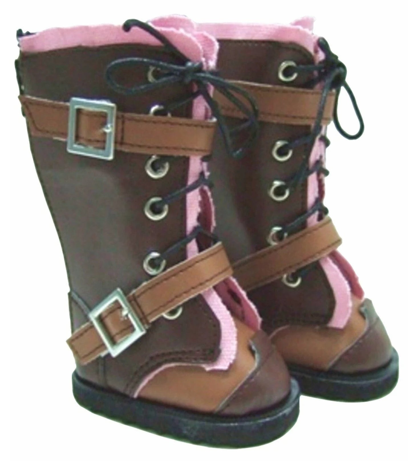 Brown & Pink Leather Boots