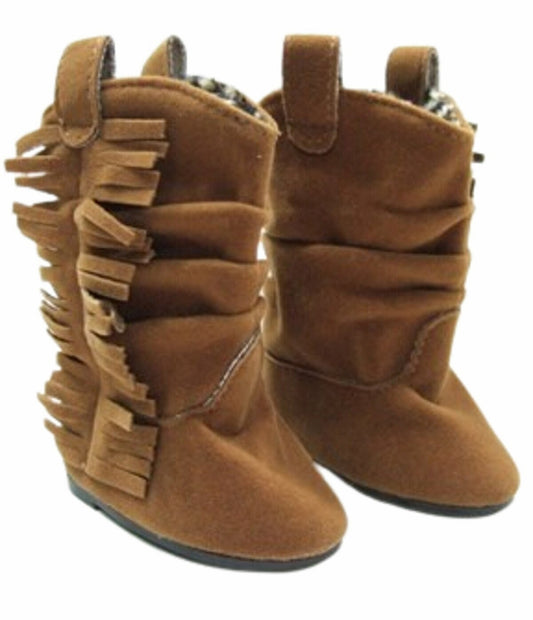 Brown Fringe Slouchy Boots