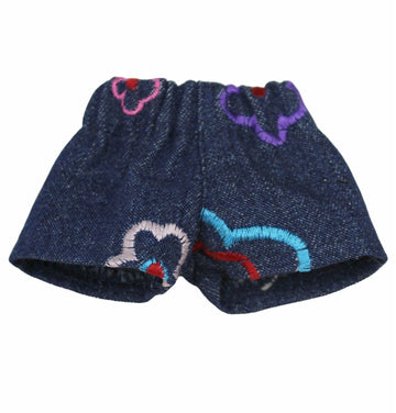 Embroidered Denim Shorts