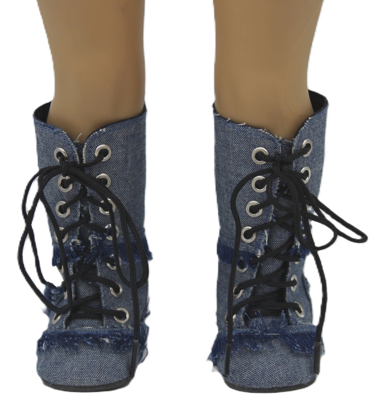 Frayed Blue Denim Boots