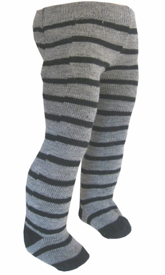 Gray & Black Stripe Tights