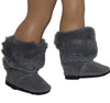 Gray Furry Boots w/Buckles