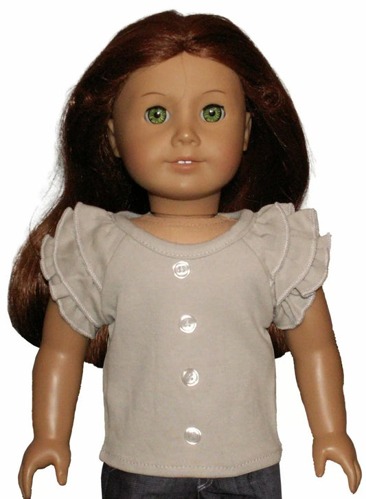 Gray Ruffled Sleeve Tee