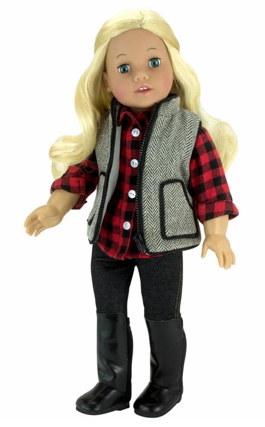 Herringbone Vest Shirt & Jeans