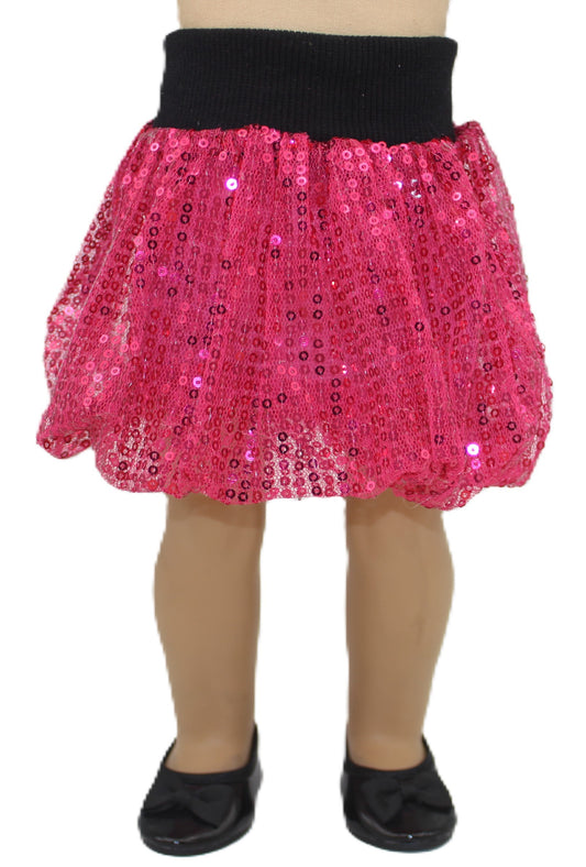 Hot Pink Sequin Bubble Skirt