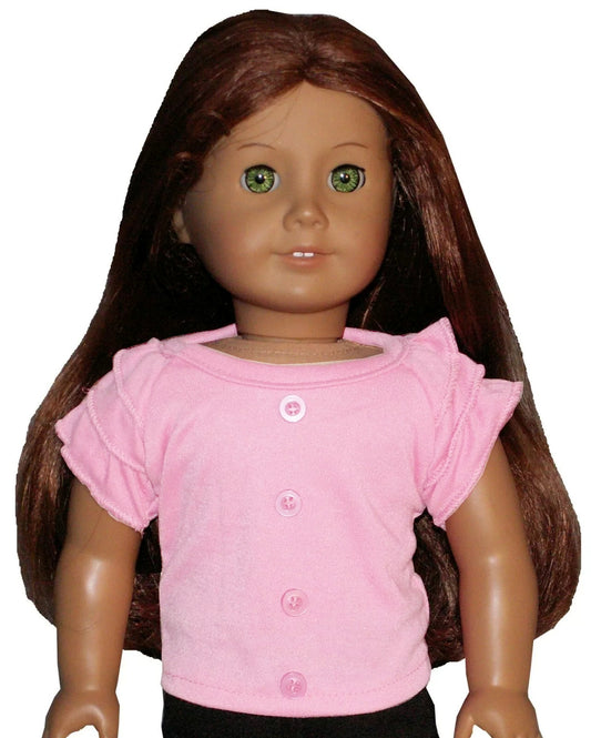 Pink Ruffled Sleeve Tee