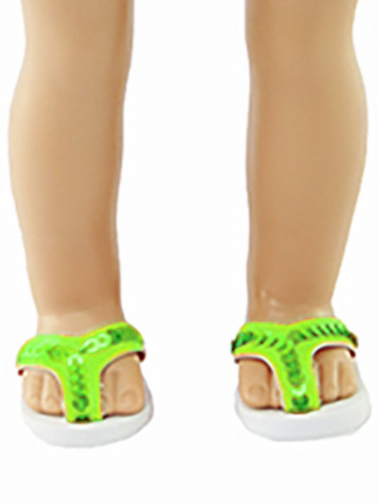 Lime Green Sequin Flip Flops
