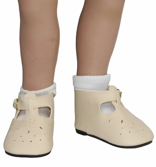 Cream T-Strap Dress Shoes