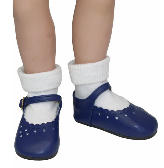 Navy Blue Heart Mary Janes