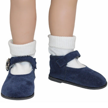 Navy Suede Ankle Strap Shoe