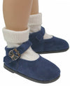 Navy Suede Ankle Strap Shoe