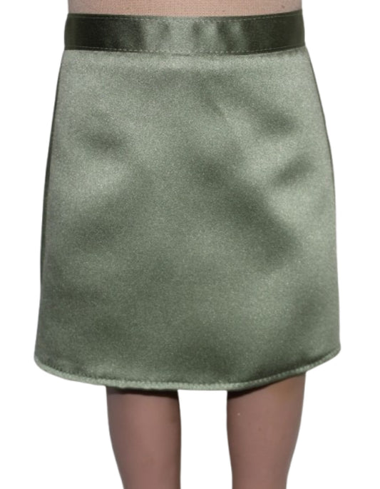 Olive Green Satin Skirt