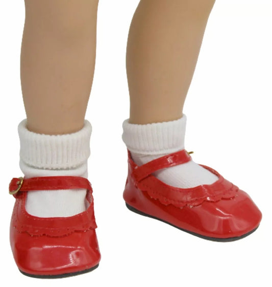 Red Scalloped Mary Janes