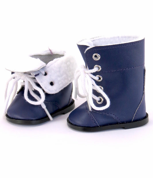 Indigo Navy Boots w/Fur Trim