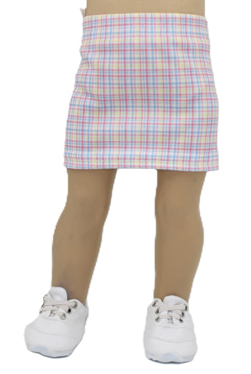 Pastel Plaid Knit Miniskirt