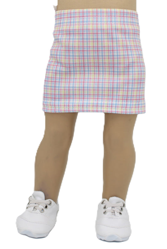 Pastel Plaid Knit Miniskirt