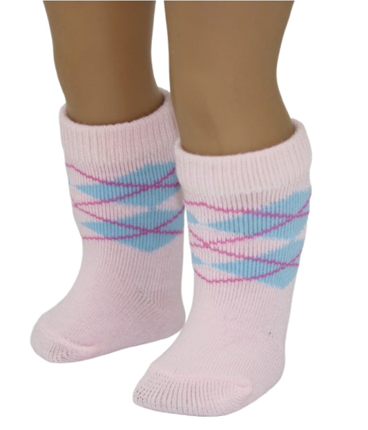 Pink & Blue Argyle Knee-Highs